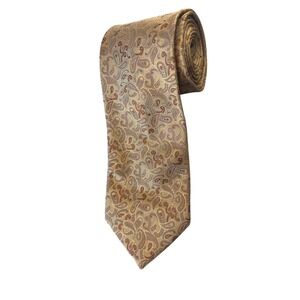 Joseph Abboud Men's Tie Gold Brown Paisley 100% Silk Made in Italy Necktie